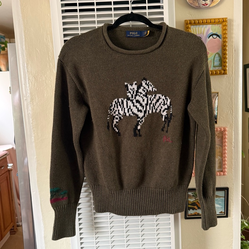 Polo Ralph Lauren hand knit zebra rollneck sweater - Picture 3 of 8